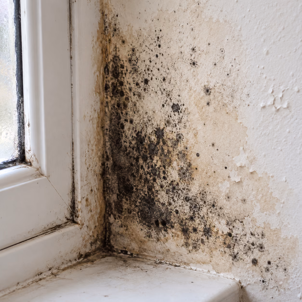 Damp and mould affecting a wall