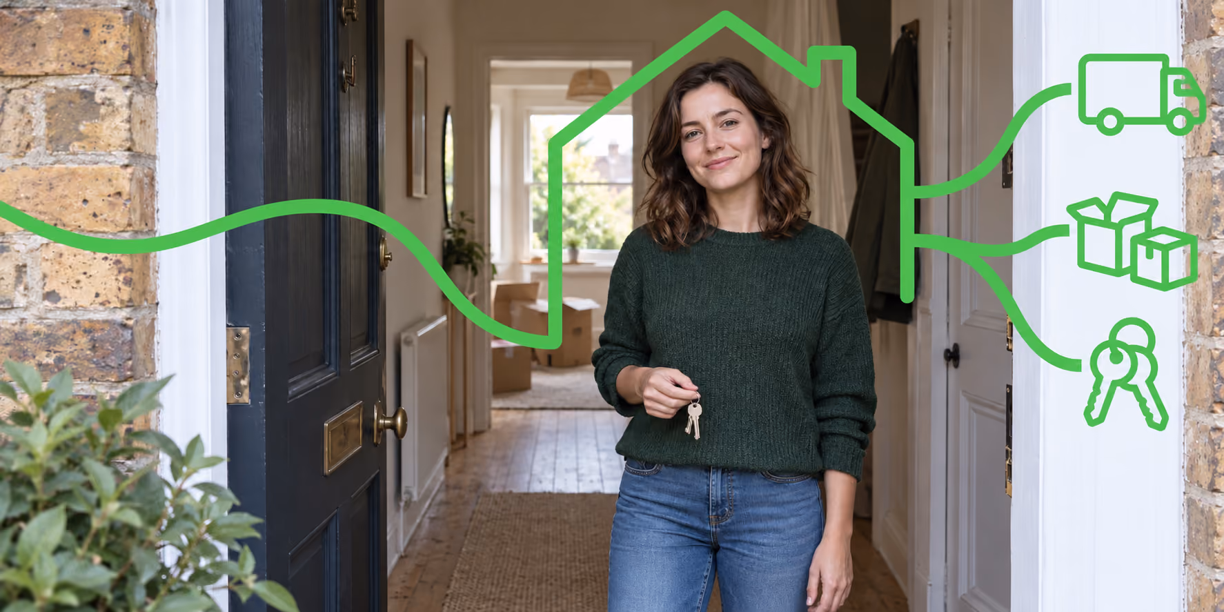 An image of a lady with the keys to her new home after comparing the best value options to move through Tenant Help Service's tool.